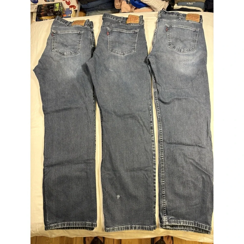 Lot of 3 Levi's 559 Relaxed Straight Blue Jeans Men's Size 38x30